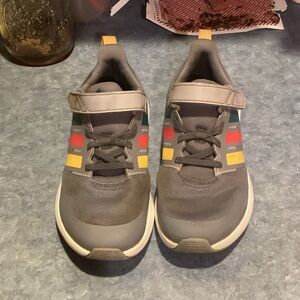 adidas Kids Gray Sneakers with Red Yellow and Green Accents